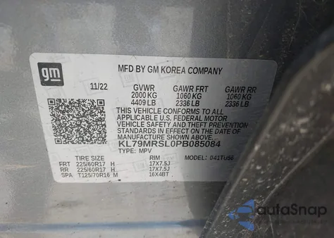 2023 Chevrolet Trailblazer Awd Lt from USA, damaged, VIN KL79MRSL0PB085084